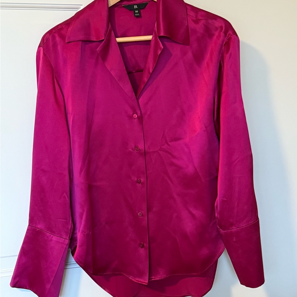 Banana Republic Fuchsia Satin Button Down Shirt